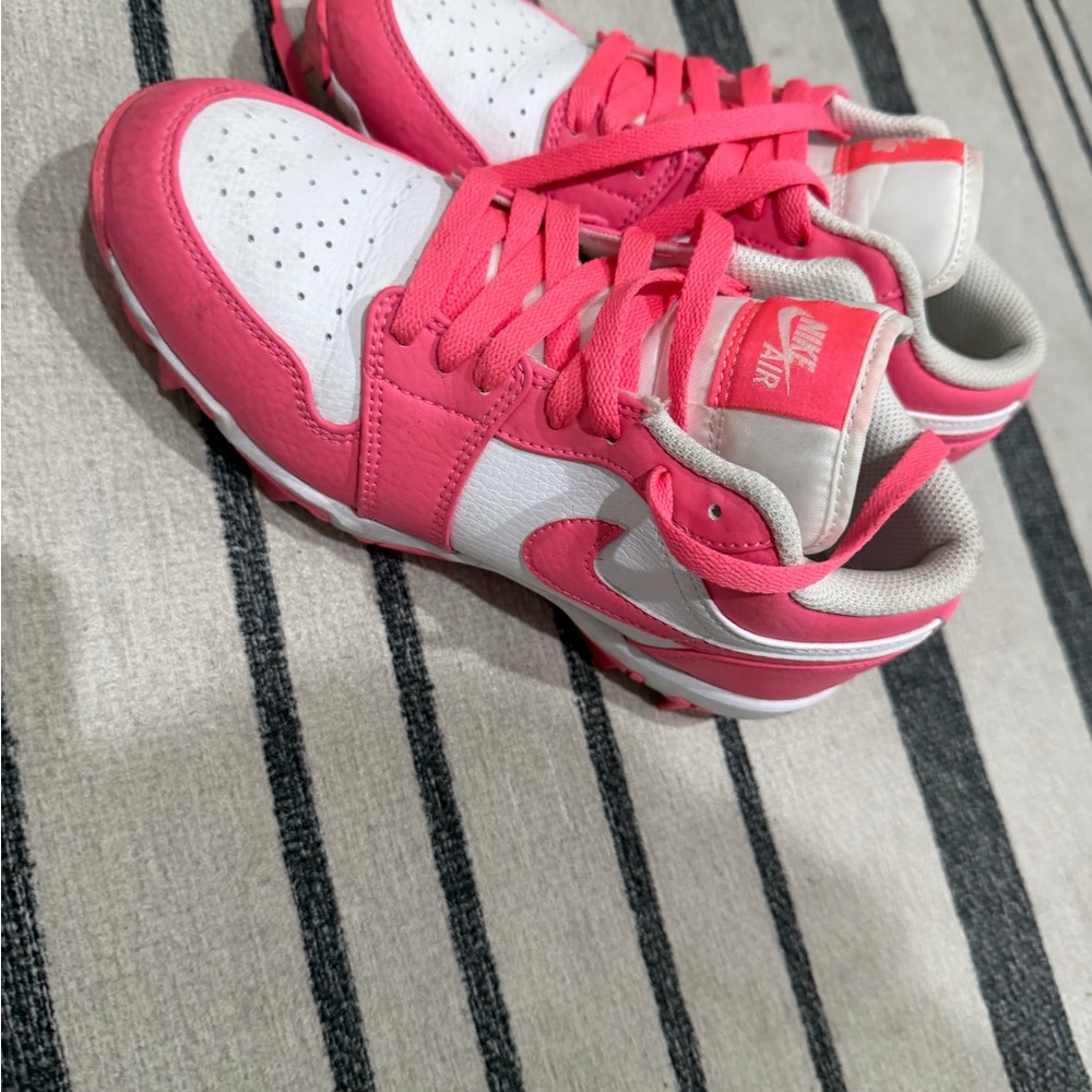 Nike Pink and White Low-Top Sneakers